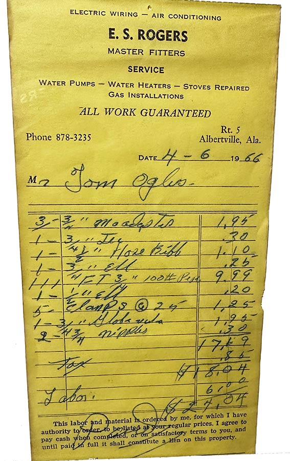 receipt 1960s